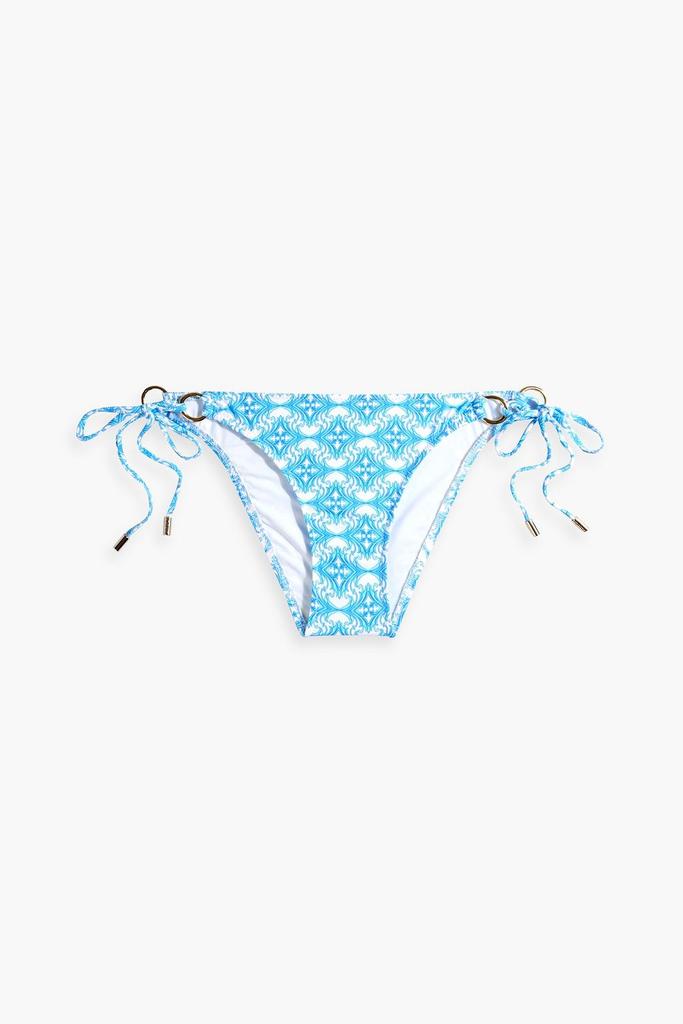 MELISSA ODABASH Tortola embellished seersucker low-rise bikini briefs