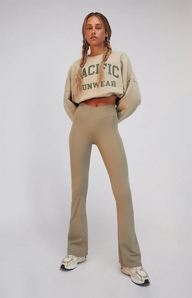 PAC 1980 PAC WHISPER Olive Active Crossover Flare Yoga Pants