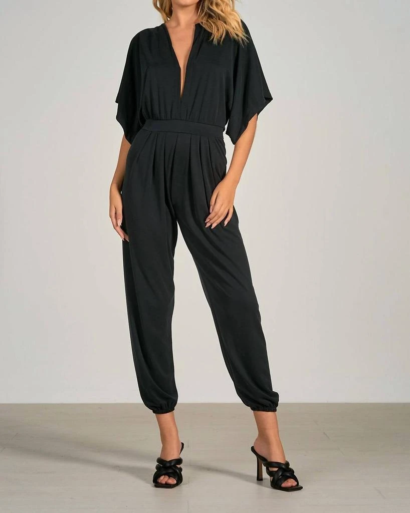 Elan Square Sleeve Jumpsuit In Black 1