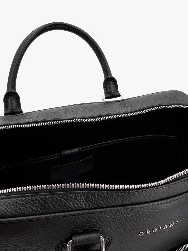 ORCIANI Leather briefcase with frontal logo 4