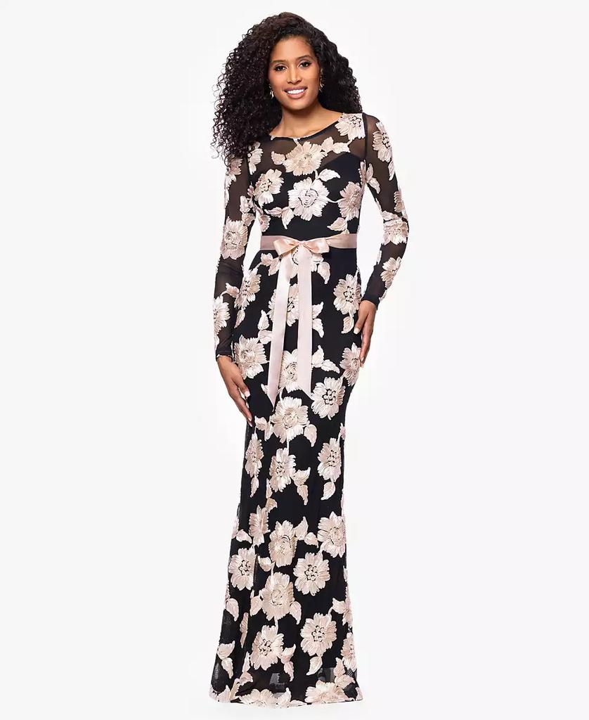 Betsy & Adam Petite Jacquard Printed Long Sheath Dress