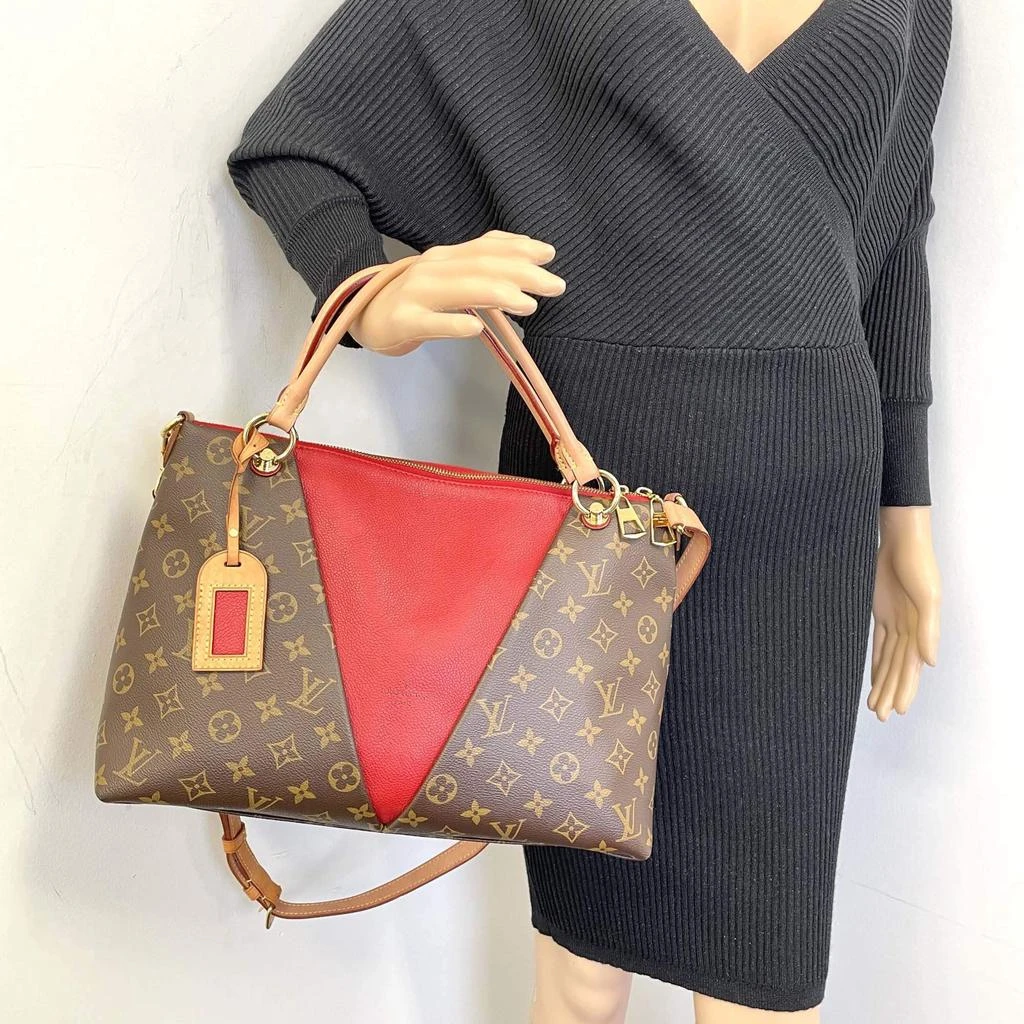 Louis Vuitton Louis Vuitton Red Monogram Canvas and Leather V Tote Bag 2