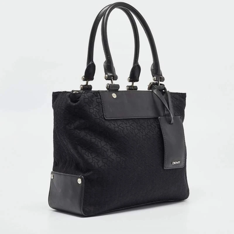 DKNY DKNY Black Monogram Canvas and Leather Tote 3