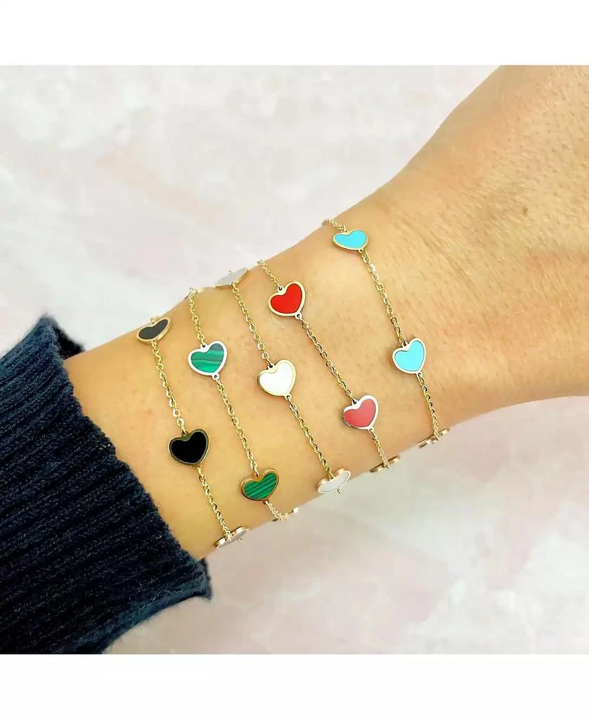 The Lovery Mother of Pearl Heart Station Bracelet 14K Gold 2