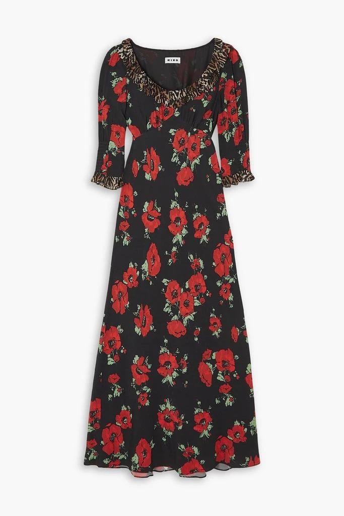 Rixo Juliette ruffled printed crepe midi dress 1
