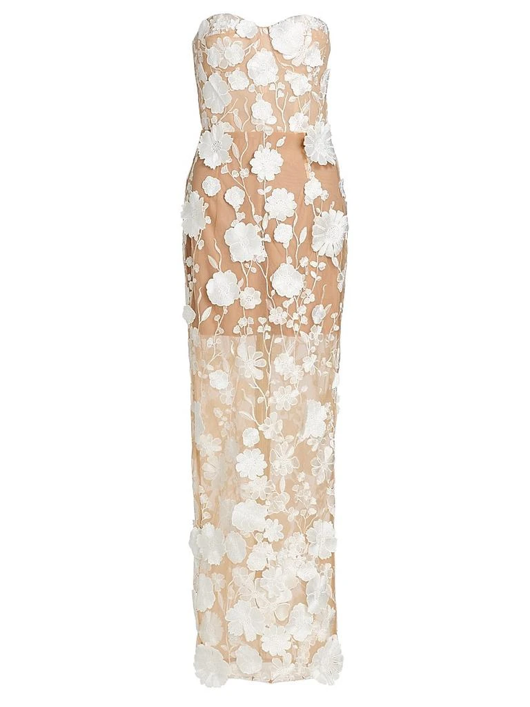 BRONX AND BANCO Jasmine Blanc Floral Appliqué Column Gown 1