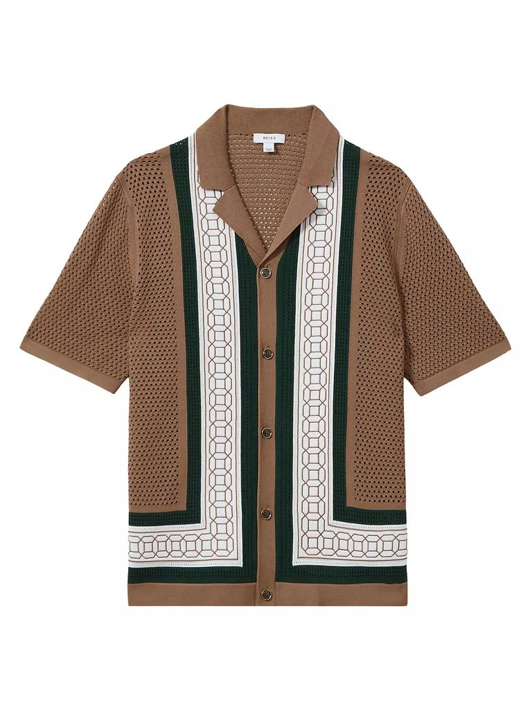 REISS Jensen Geometric Knit Short-Sleeve Shirt 1