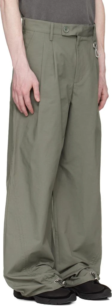 Reese Cooper Khaki Cotton Ripstop Pleated Trousers 2