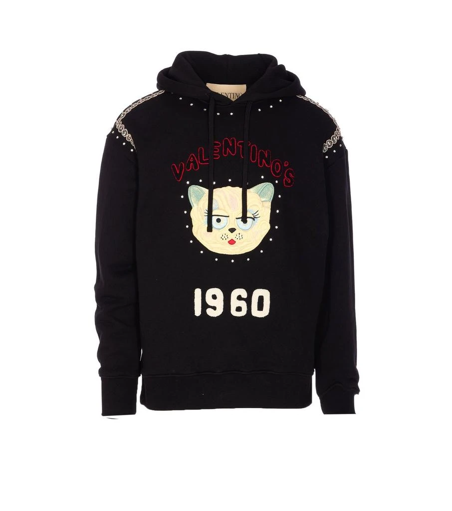 Valentino Valentino Animal Embroidered Drawstring Hoodie from Cettire