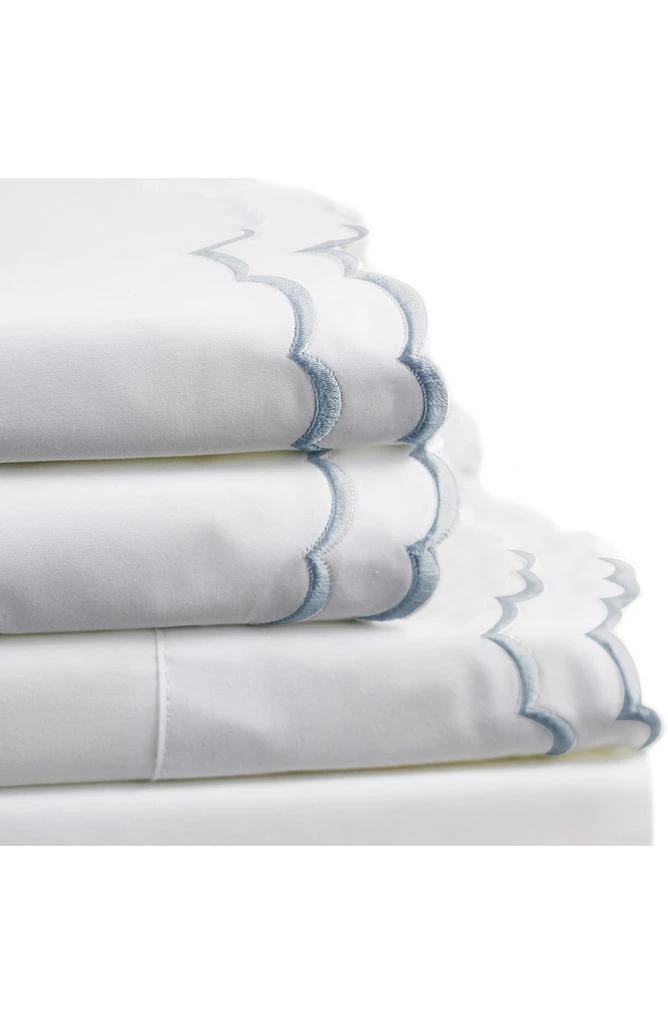 Melange Home Double Scallop Embroidered 300 Thread Count Cotton Sheet Set 2