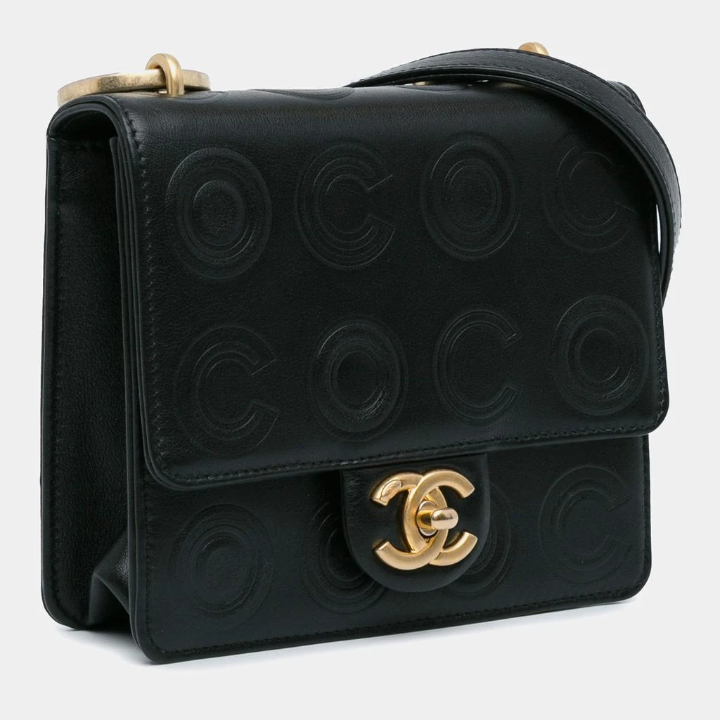 Chanel Chanel Black Coco Embossed Flap Shoulder Bag
 2