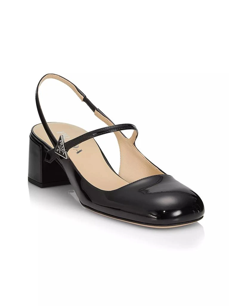 Prada 45MM Leather Block-Heel Slingback Pumps 2