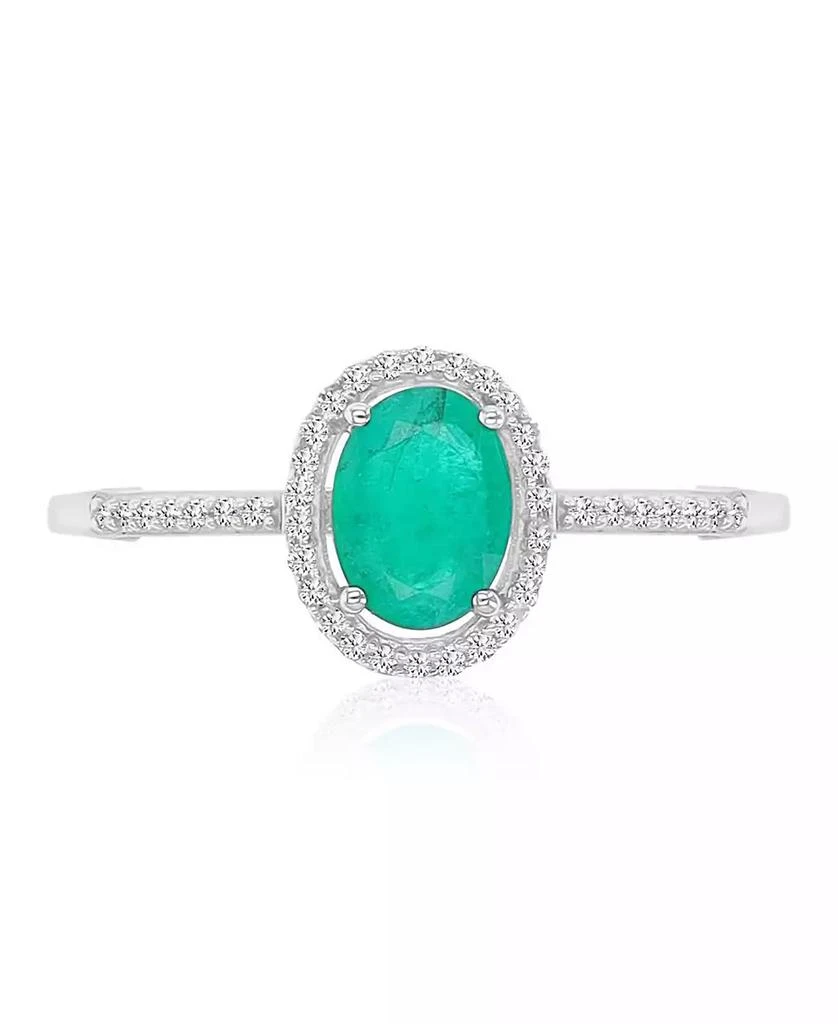 Macy
s Emerald (0.76 ct. t.w.)
Diamond (0.14 ct. t.w.) Halo Ring in 14k White Gold