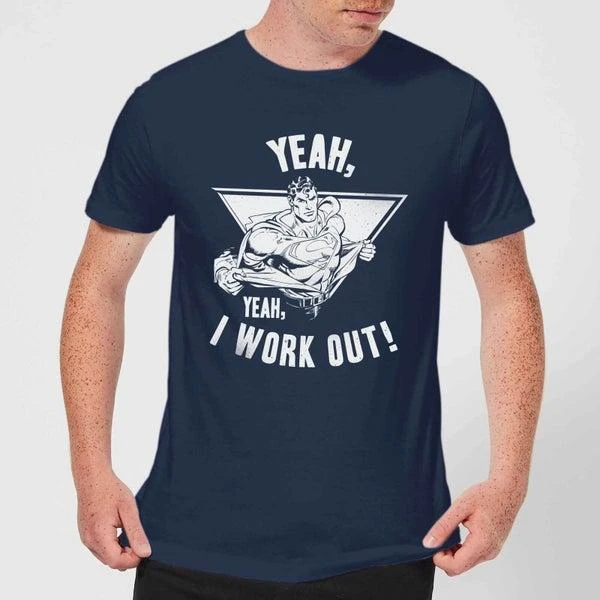 Original Hero DC Comics Superman I Work Out T-Shirt - Navy 1