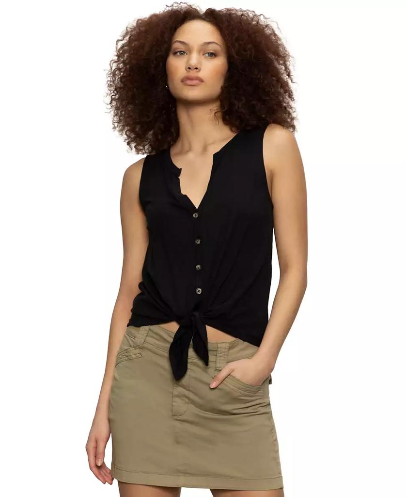 Sanctuary Women's Button-Up Tie-Front Sleeveless Top