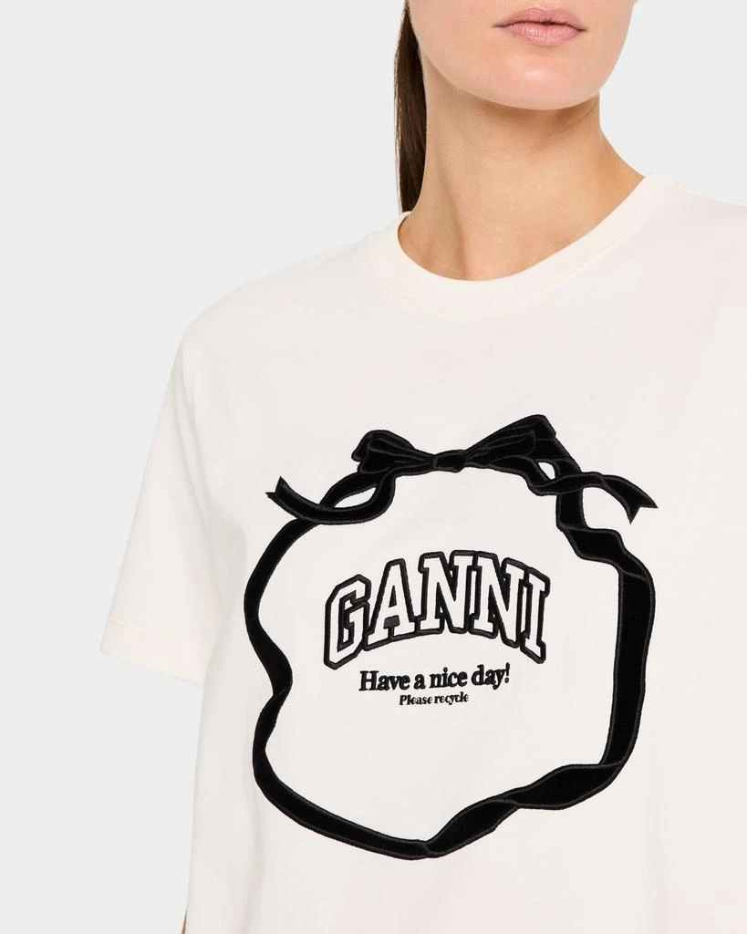 Ganni Heavy Cotton Relaxed Bow T-Shirt 5