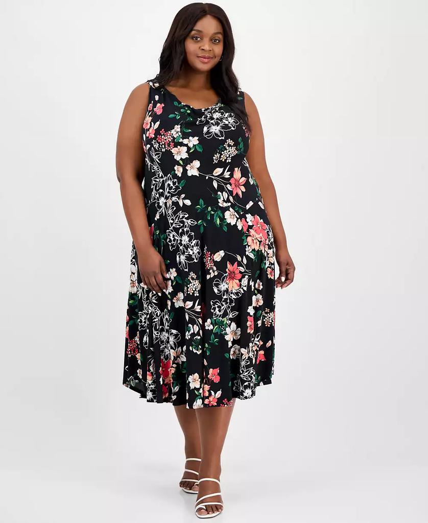 Robbie Bee Plus Size Printed Cowl-Neck Midi Dress