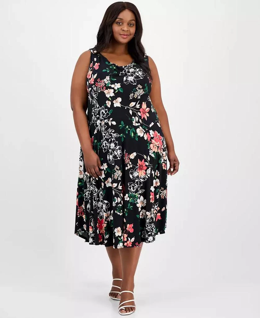 Robbie Bee Plus Size Printed Cowl-Neck Midi Dress 1