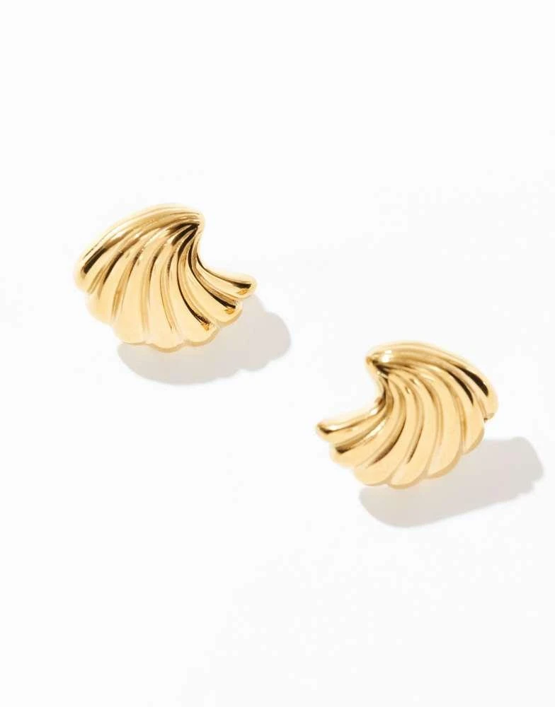 8 Other Reasons 8 Other Reasons 18k gold plated stainless steel oversized wave stud earrings 3