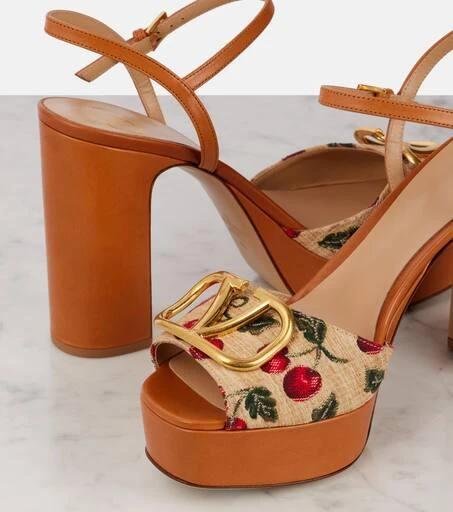 Valentino VLogo 115 raffia-effect platform sandals 5
