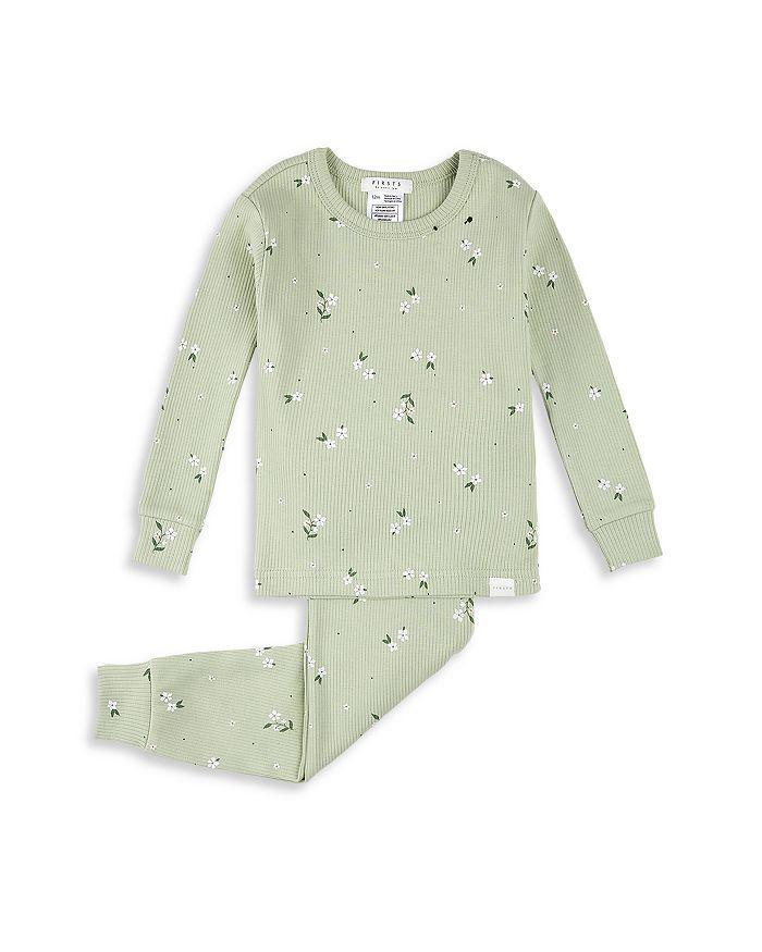 Petit Lem Girls' Cotton Ditsy Floral Print Ribbed Pajama Set - Baby