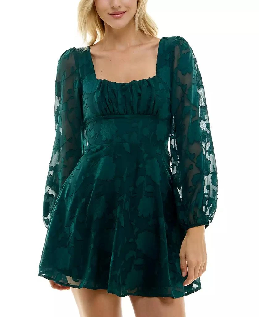 Crystal Doll Juniors' Floral Jacquard Fit & Flare Dress 10