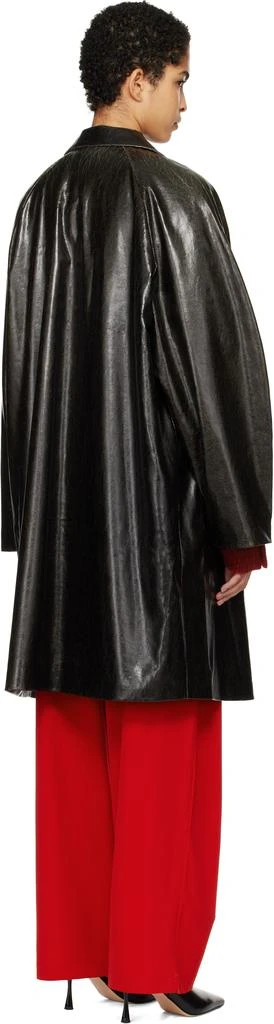 Cordera Black Scratched Faux-Leather Coat 3