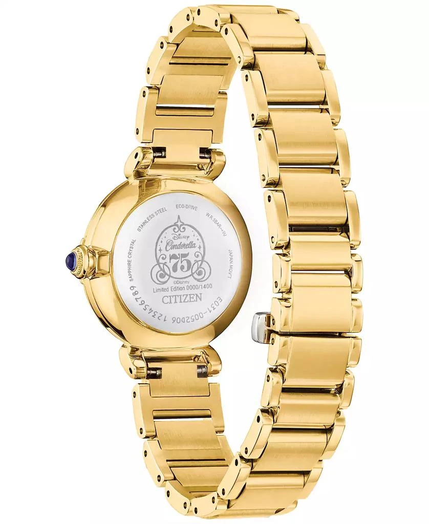 Citizen Eco-Drive Women's Princess Cinderella Diamond Accent Gold-Tone Stainless Steel Bracelet Watch 30mm Limited Edition Box Set 3