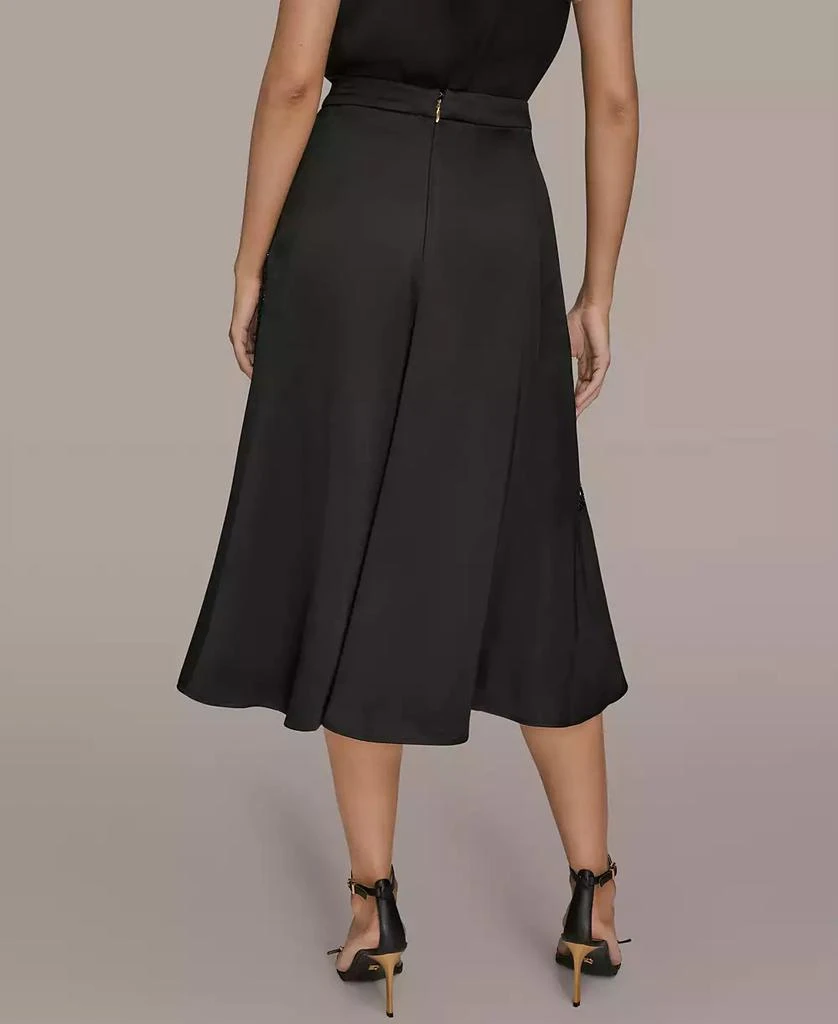 Donna Karan Women
s Floral Cutout Satin Midi Skirt 3