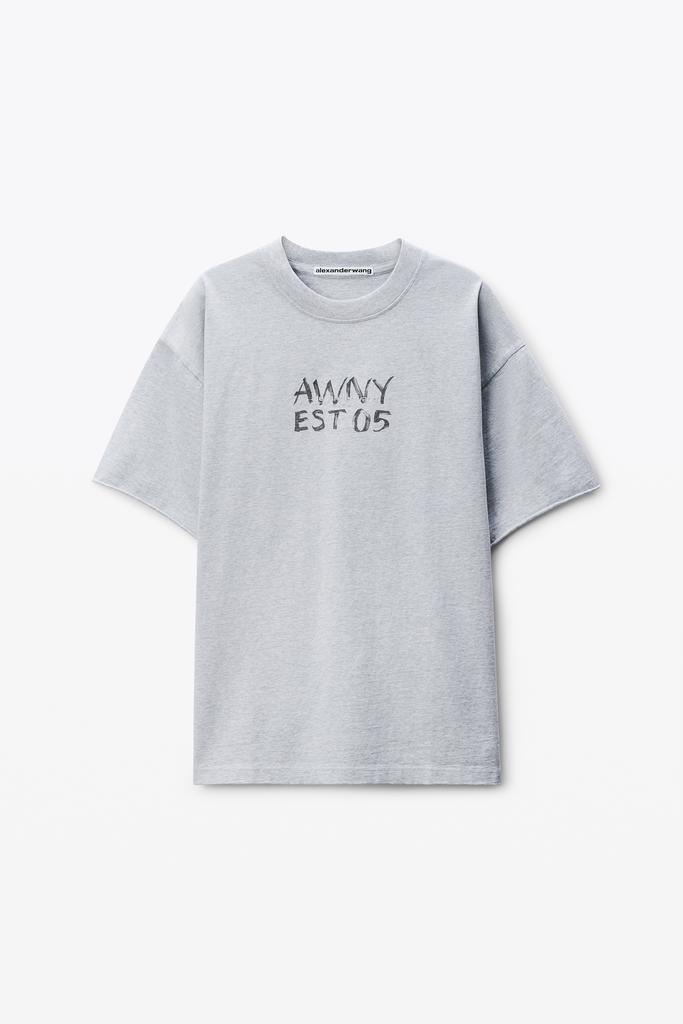 Alexander Wang Light Grey Cotton Boxy Logo T-Shirt