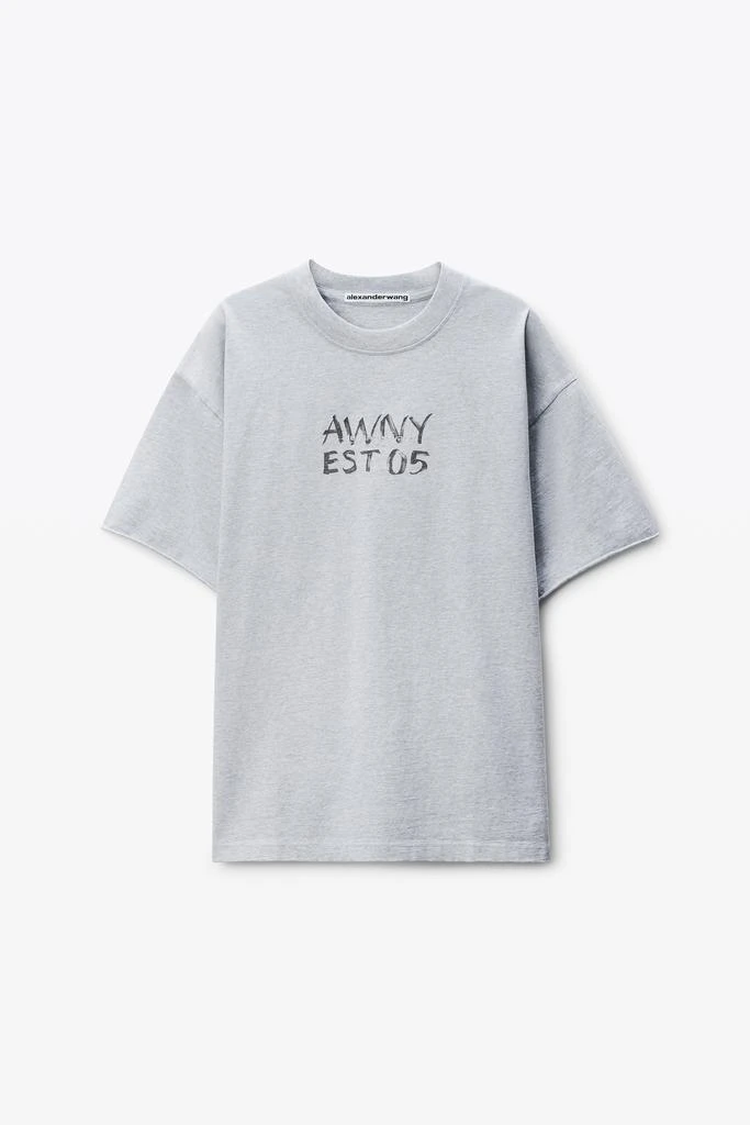 Alexander Wang Light Grey Cotton Boxy Logo T-Shirt 2