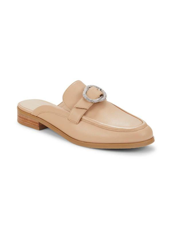 Stuart Weitzman Crystal Buckle Leather Mules 2