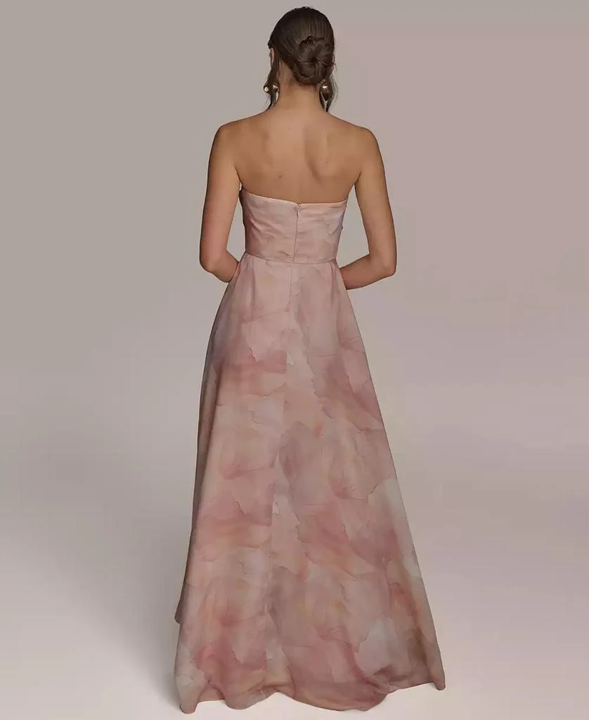 Donna Karan Women's Floral Print Strapless Ball Gown 5