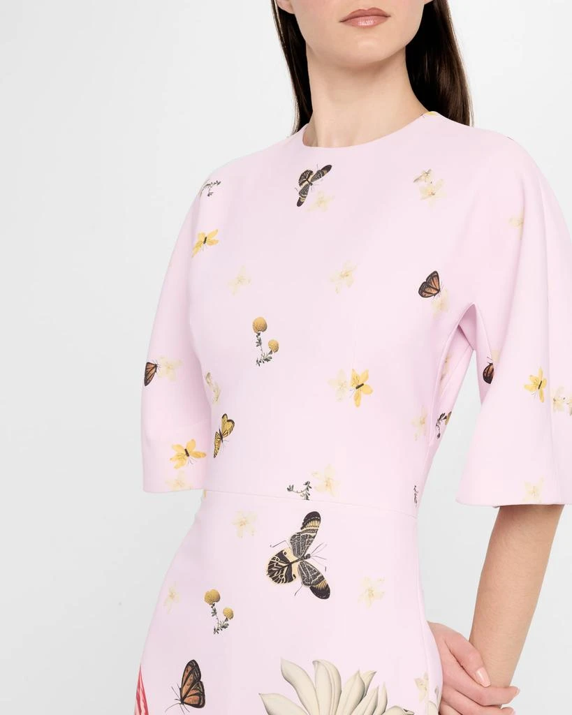 Teri Jon Floral & Butterfly-Print Crepe Dress 5