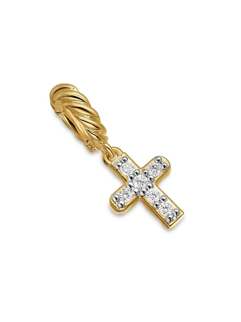 David Yurman Micro Pavé Cross Amulet in 18K Yellow Gold with Diamonds, 8MM 3