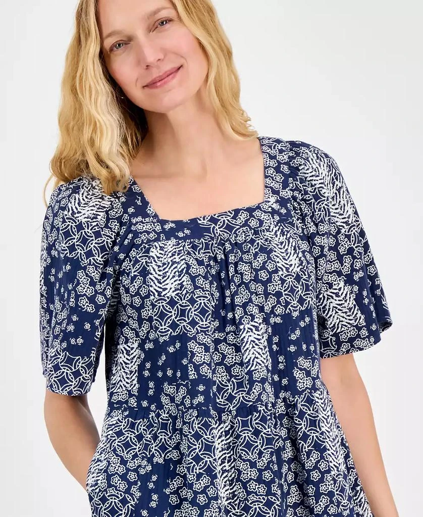 Style & Co Petite Square-Neck Cotton Tiered Dress, Exclusively at Macy's 2