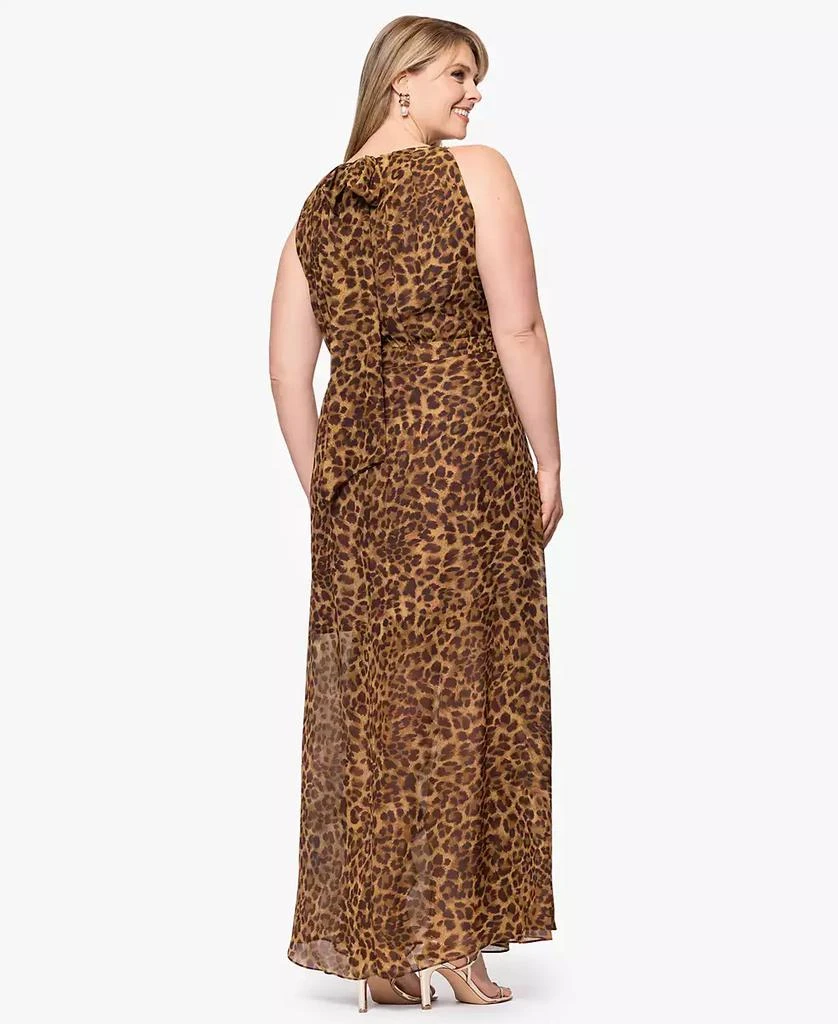Betsy & Adam Plus Size Printed Halter Long Sheath Dress 4
