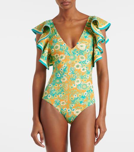 ALÉMAIS Cristina ruffled printed swimsuit