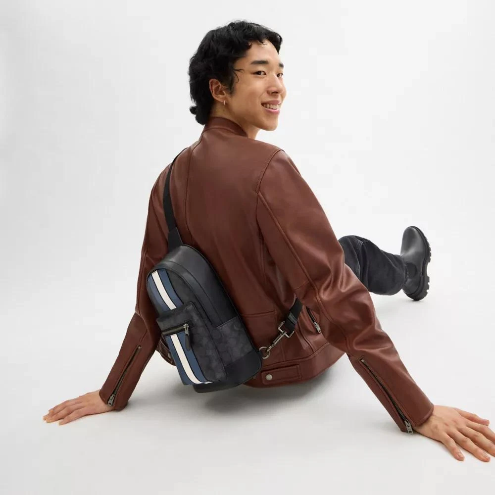 Coach West Pack In Signature Canvas With Varsity Stripe 2