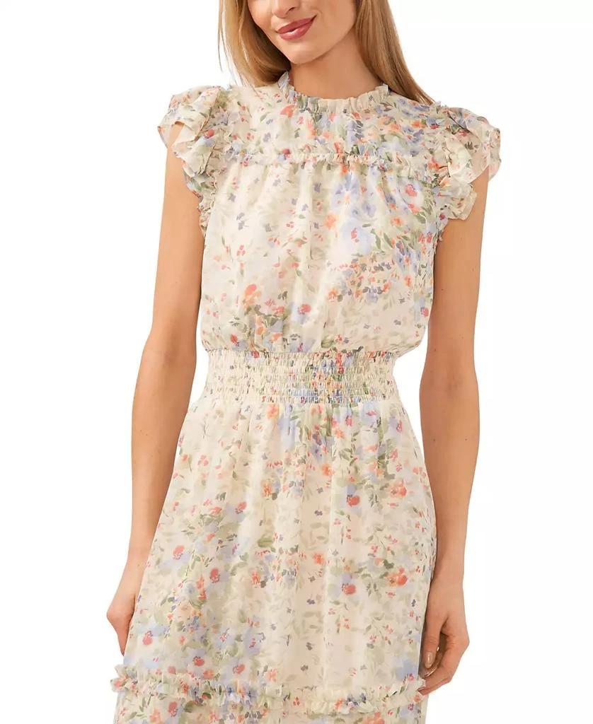 CeCe Women's Floral Flutter-Sleeve Midi Dress 3