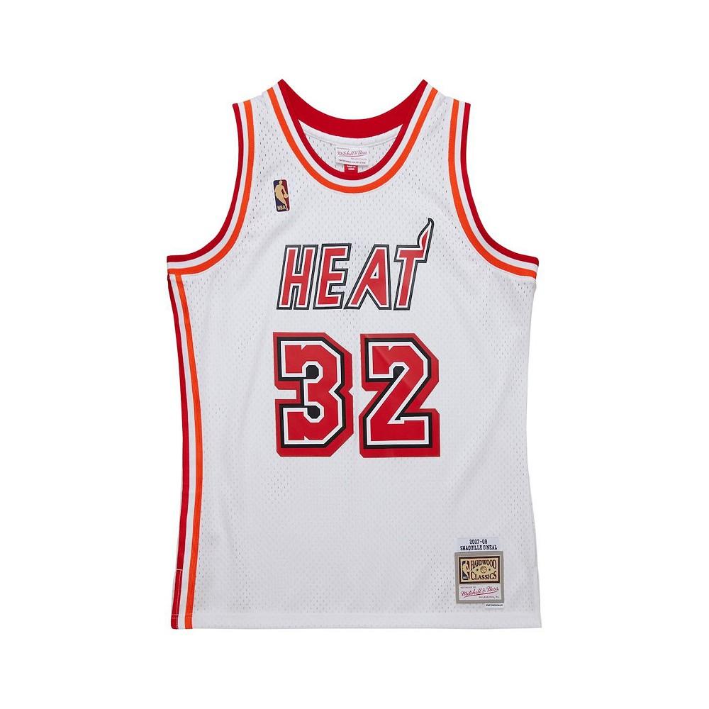 Mitchell & Ness Men's Shaquille O'Neal White Miami Heat 2007/08 Hardwood Classics Swingman Jersey