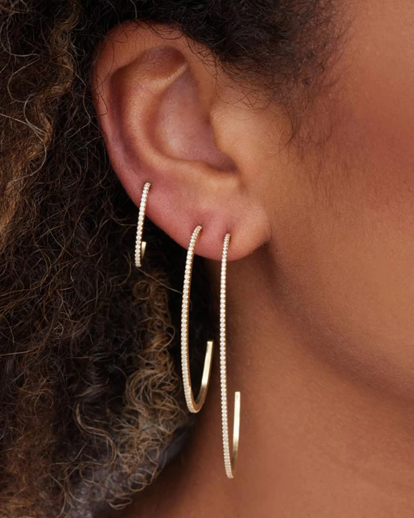 Jennifer Meyer Small Elongated Edith Hoop Earrings with Diamond Pave 2