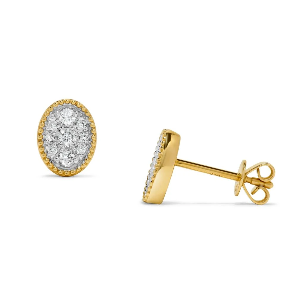 H.J. Namdar 0.32 ct tw Milgrain Cluster Diamond Studs Earrings 14K Yellow Gold Natural Diamonds