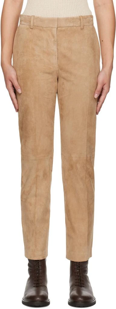 Joseph Beige Stretch Coleman Suede Trousers 1