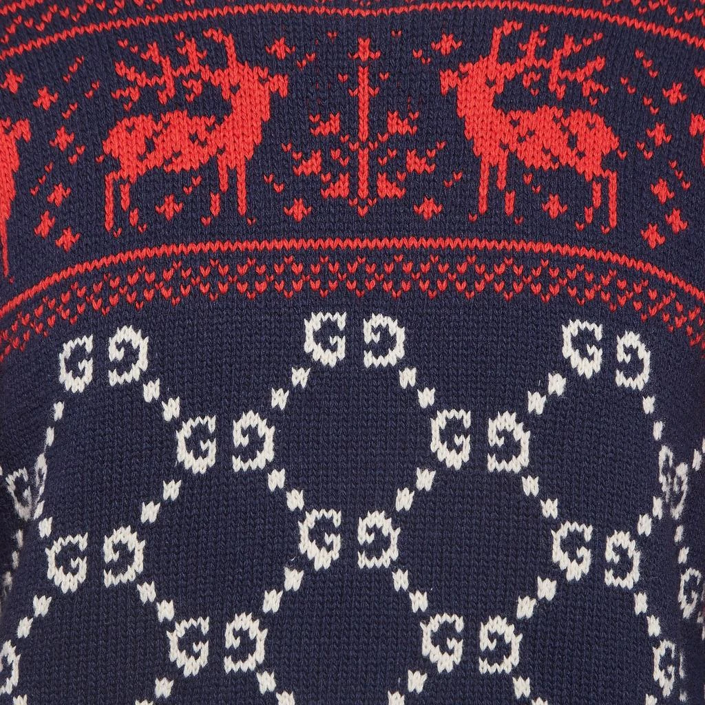 Gucci Gucci Blue GG and Reindeer Knit Wool Sweater M  3