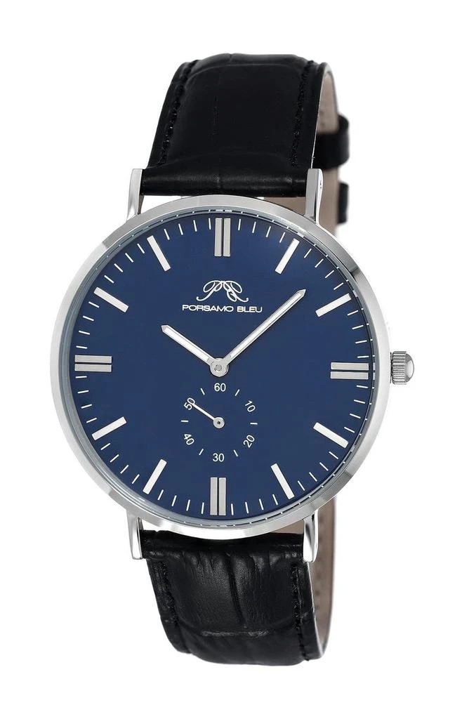 Porsamo Bleu Men's Henry Miyota Quartz Croc Embossed Leather Strap Watch, 40.8mm 1