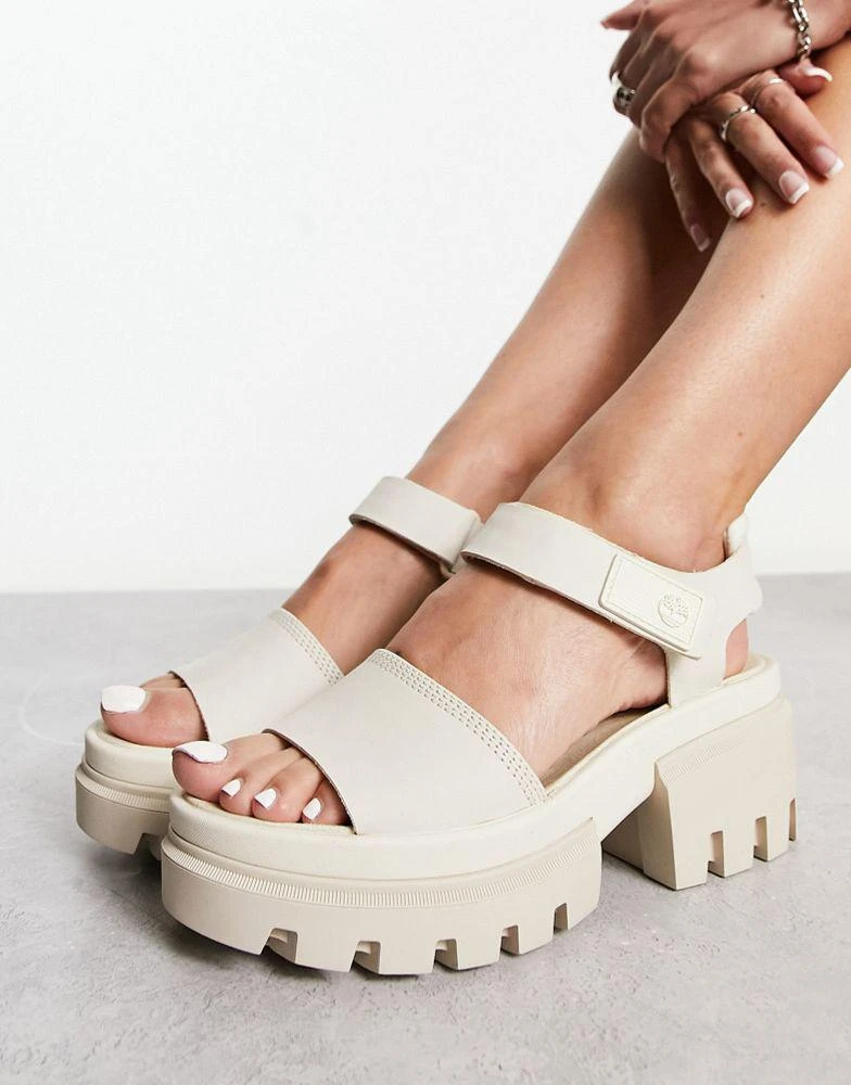 Timberland Timberland everleigh ankle strap sandals in natural off white nubuck leather 1