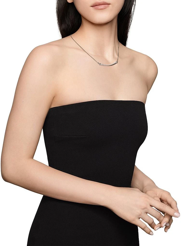 David Yurman Crossover Bar Necklace in Sterling Silver with Diamonds 2