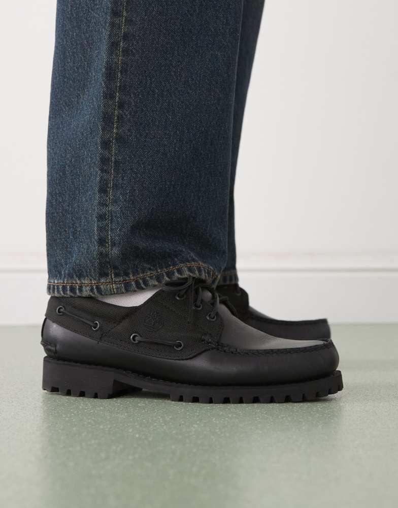 Timberland 3 EYE BOAT SHOE ブラック レザー 26.0 Timberland® Road Trip 3-Eye Lug Handsewn Boat Shoe for Men in