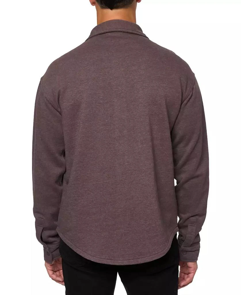 Lazer Men's Relaxed Fit Long Sleeve Button-Front Burnt Fleece Shirt-Jacket 2